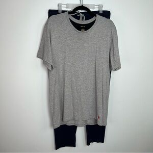 Polo by Ralph Lauren Pajama Set Gray Tee and Navy Pants Z Loungewear Sleepwear L